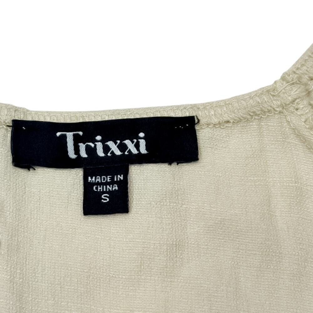 Trixxi Tan Puff Sleeve Peasant Mini Dress - Size Small - Picture 8 of 10
